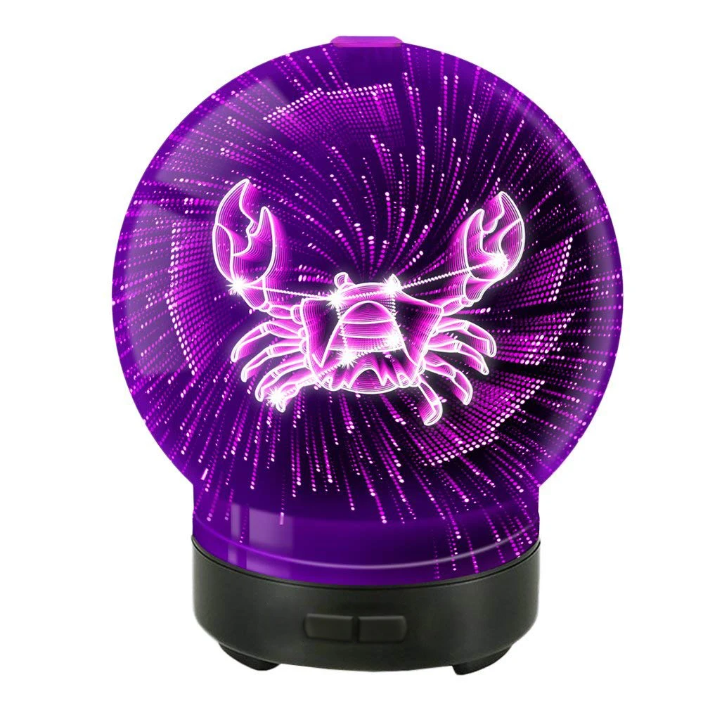 
High Quality Luxury 7Color LED 3D Fireworks Glass Aroma Ultrasonic Essential Oil Diffuser Mini Air humidifier Made In China 