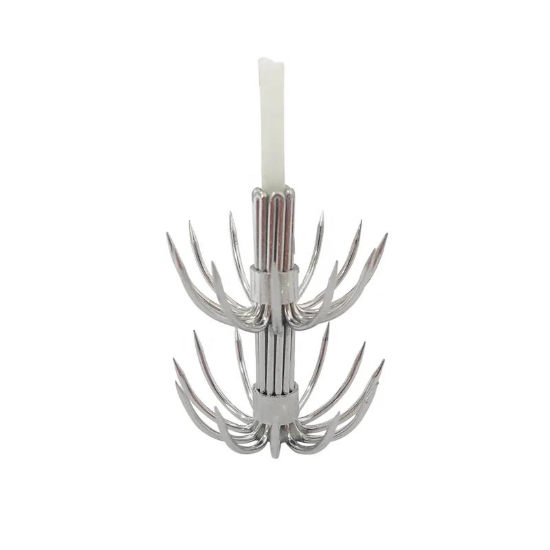 Bulk Double Luminous Stainless Steel 12 Claw Squid Umbrella Hook Barbed-free Fishing Hook Squid Sea Hook Fishing Gear