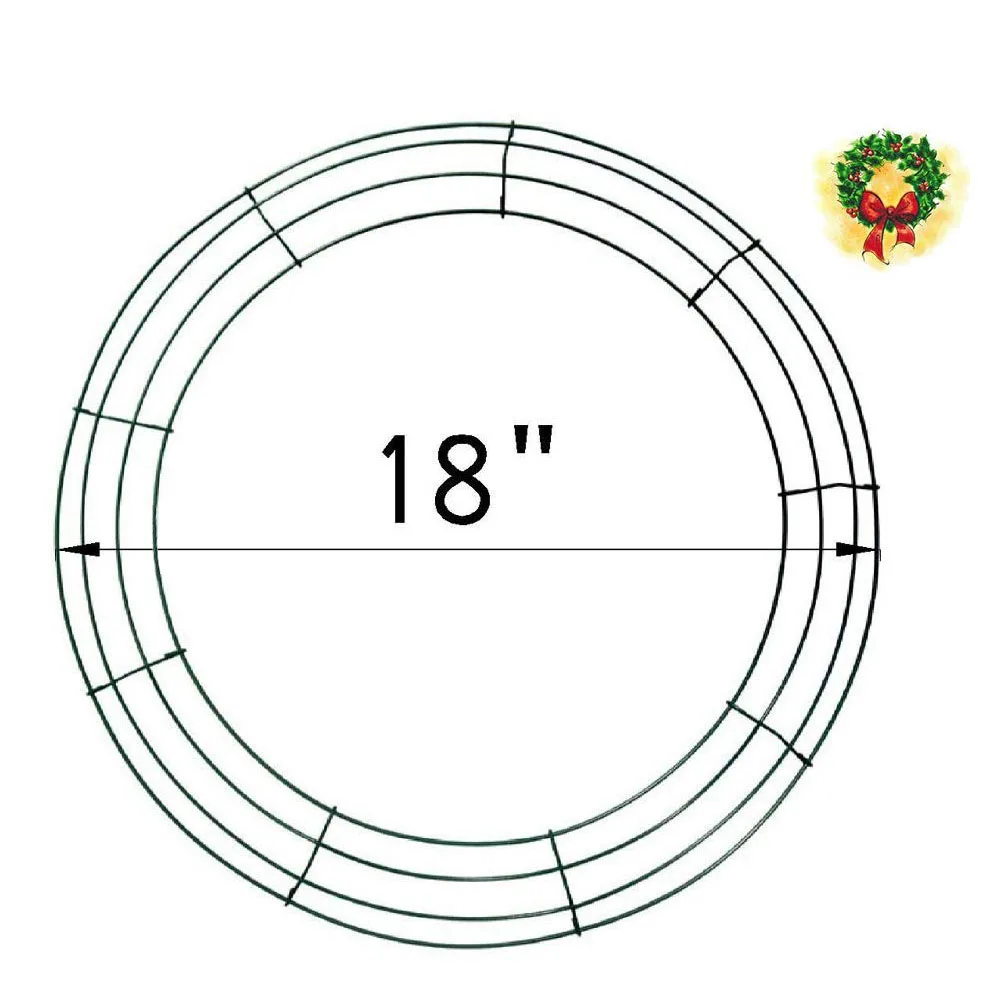 Основание для венка из металлической проволоки, 14 дюймов, кольца из зеленой проволоки для праздничного украшения
