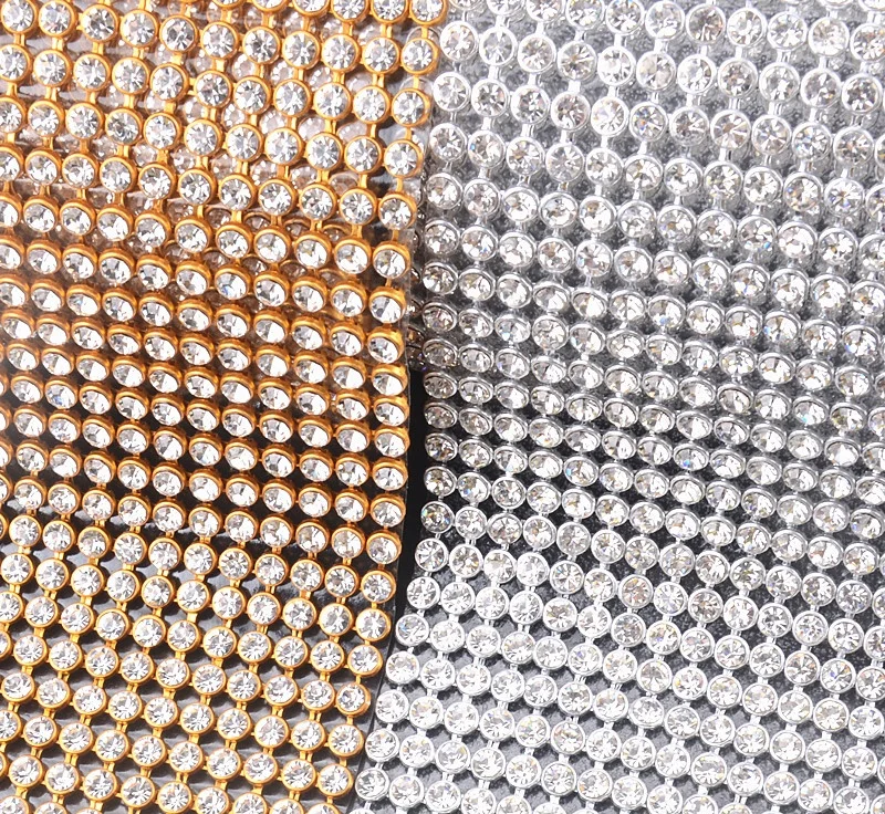 aluminium rhinestone pasted sticker accessories hot fix diamond mesh self adhesive crystal sheet for cars clothing decoration