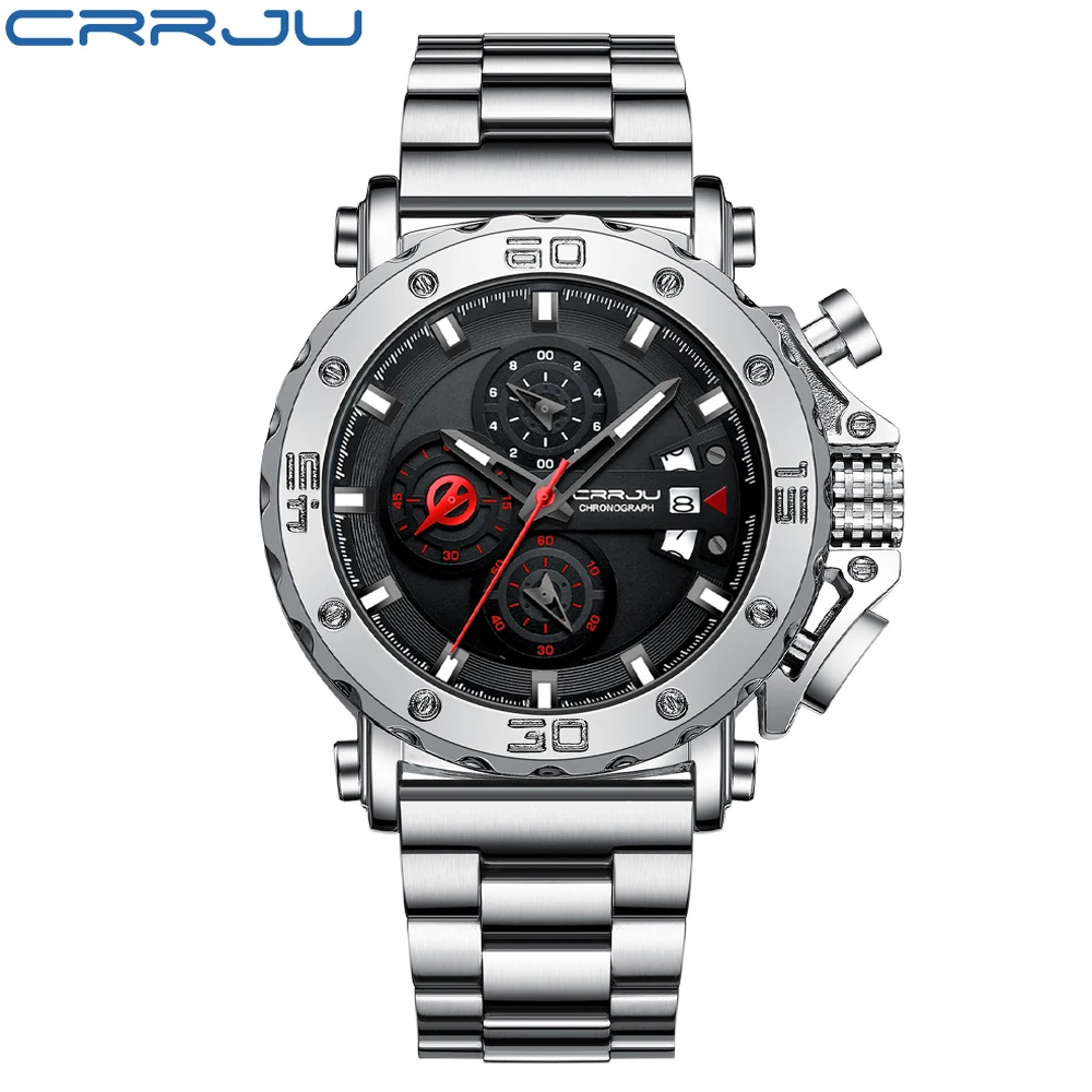 Customized logo high quality  stainless steel band chronograph  big dial 47MM quartz men luxury watches