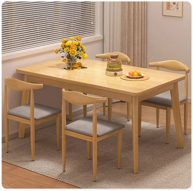 VIC Dining table household small family type eating table solid wood leg table rectangular simple rental room