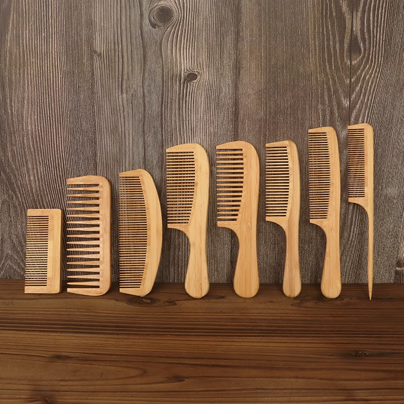 Custom Brand Logo Eco Friendly Wooden Wide Tooth Hair Comb Bamboo And Wood Comb