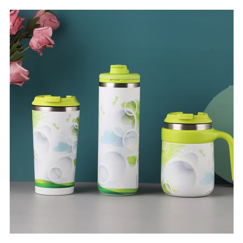 Drinking Cup Water Bottle Sublimation Tumbler with Handle Lid Stainless Steel All Around Reusable Insulated Travel Europe Vacuum