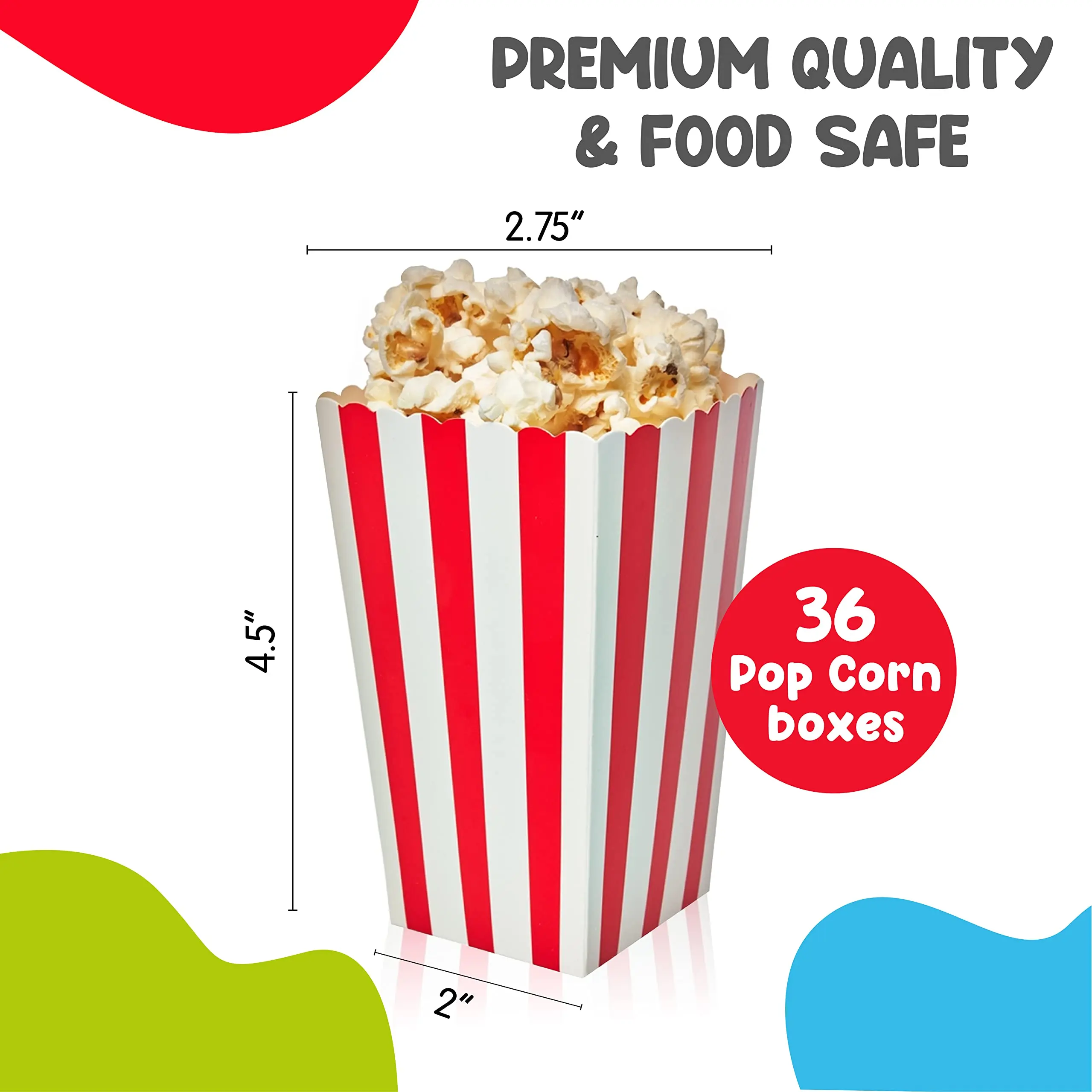 Popcorn Boxes  Cardboard Candy Boxes For Birthday Bridal and Baby Shower Party/Movie/Fiesta Wedding Party