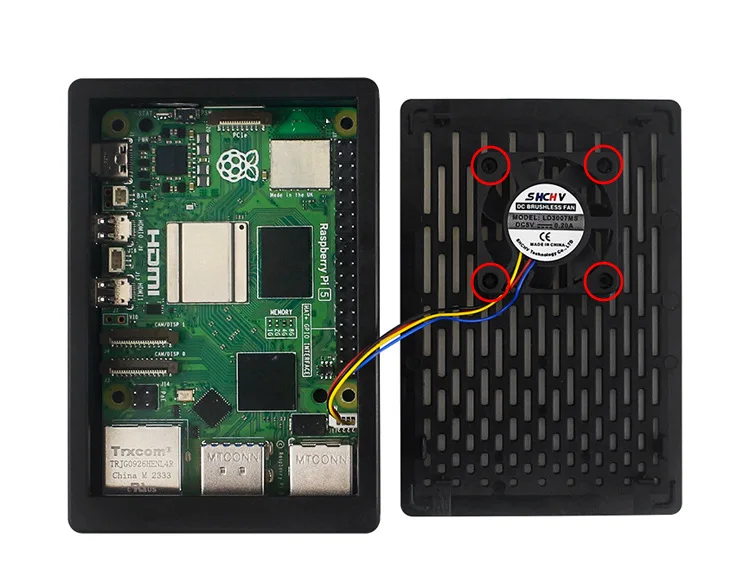 Raspberry Pi 5th Generation ABS Housing Raspberry Pi5 5B Protective Case Compatible with PWM Cooling Fan 3.5-inch Screen