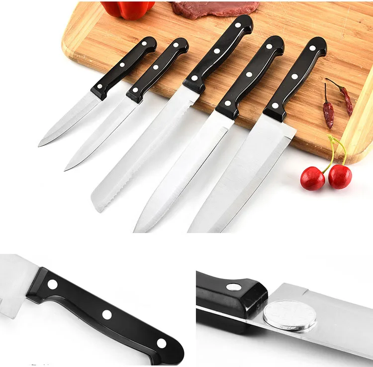 
Promotional 7pcs cooking knife set kitchen knives set with pine wood block 