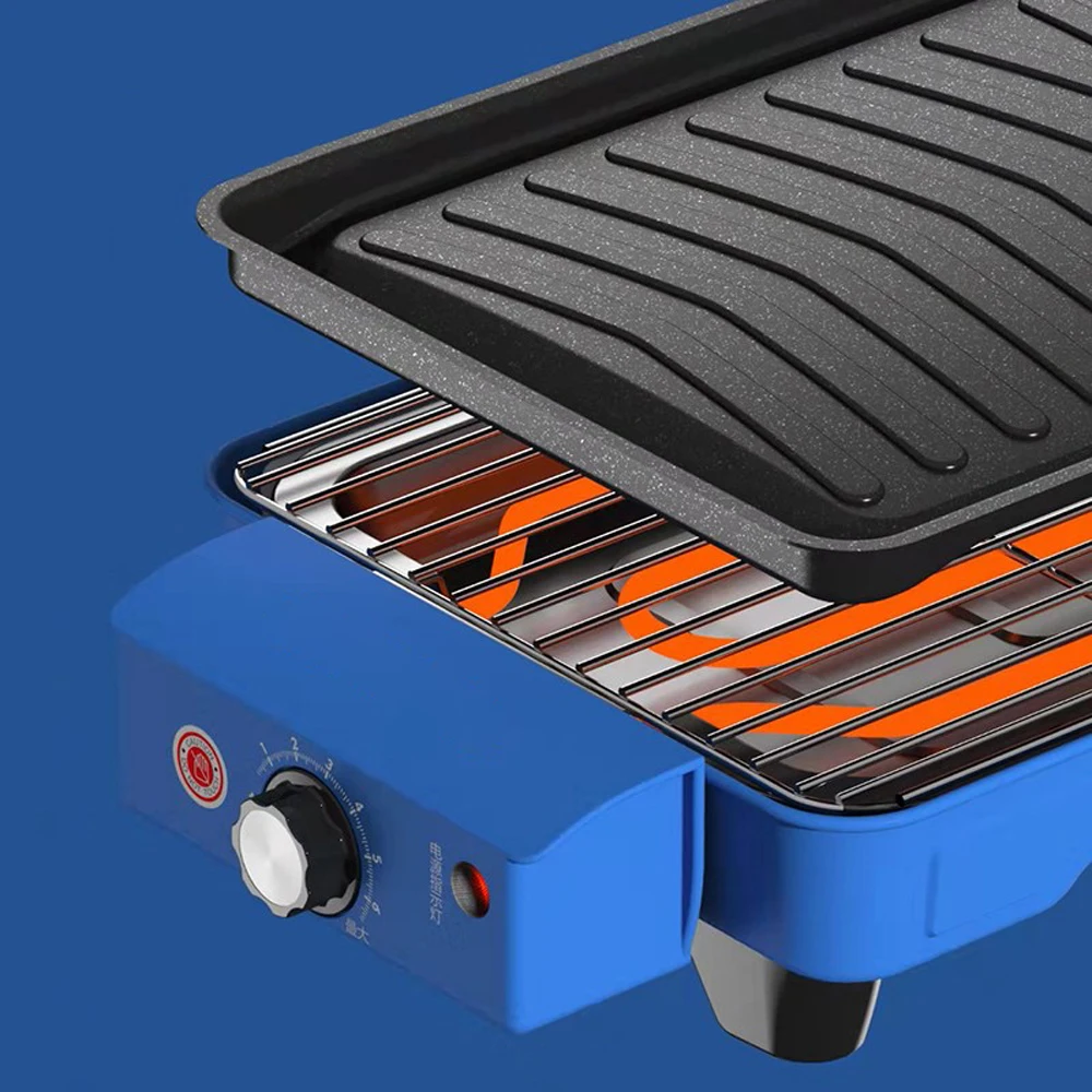 Hot Sale Home BBQ Electric Grill & Griddle 2-in-1 Smokeless Non-Stick Adjustable Rotation Temperature Knob