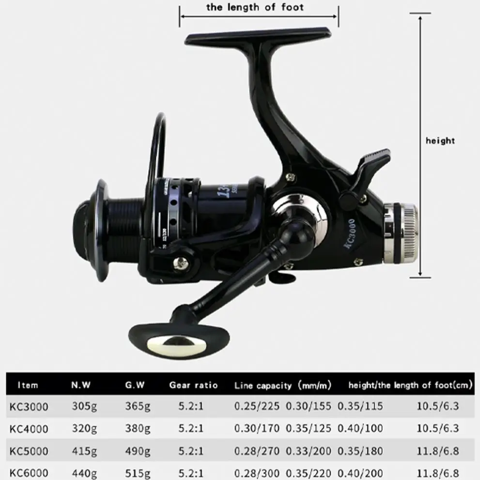 10 kg Max Drag Metal Spool Fishing Reel 5.2:1 Gear Ratio 3000/6000 Series Carp fishing reel & Reservoir Spinning Reels