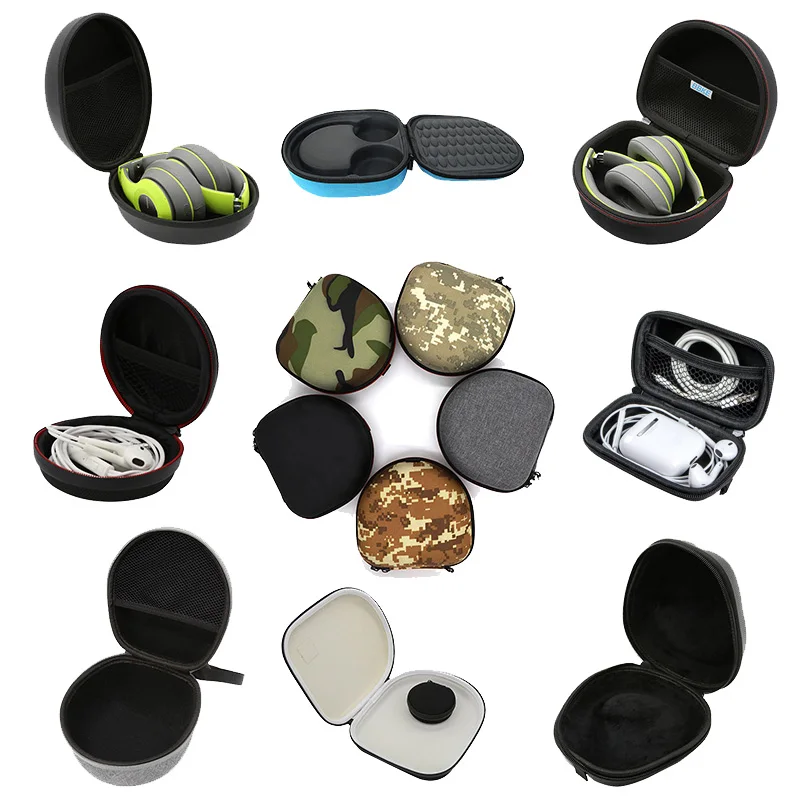 Custom Made Large Headphone Case Custom Pu Eva Square Velvet Earbud Pouch Case Hard Shell Eva Earphones Carrying Case For Bose