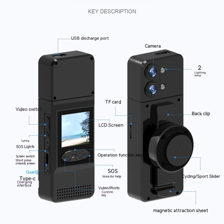 Wholesale Digital Video Recorder A3 1.5 inch Color Screen 180 Degree Rotation HD Outdoor Sports Recorder