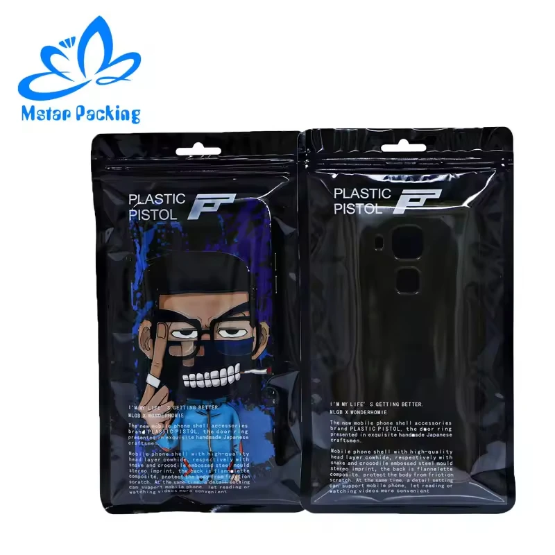 Custom Logo Plastic Zipper Bag For Packaging Phone Matte Black PVC Zipper Bag Phone Case