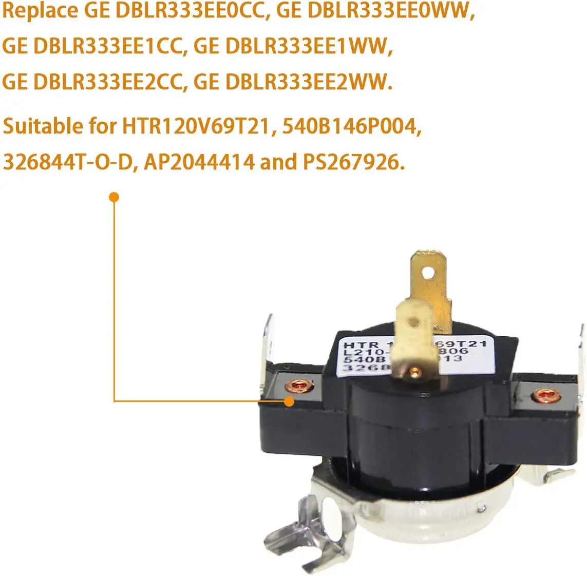 WE4M181 Dryer Cycling 4 Wire Thermostat Replaces Ap5789049, AP2044414 , PS267926,Ap5789049,EA267926,WE04M0181,WE4M245,276464