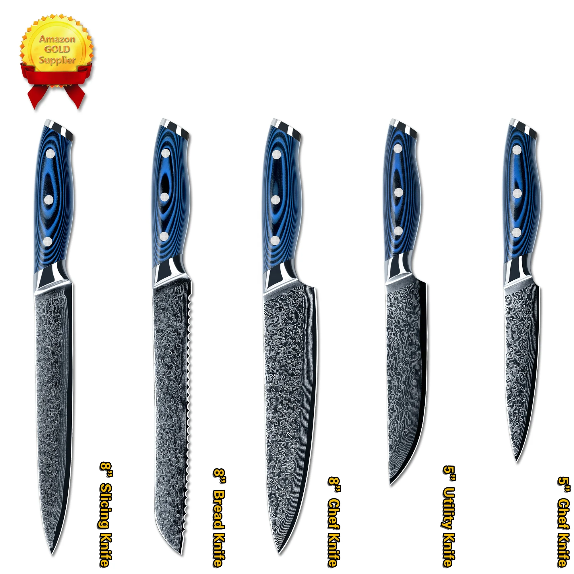 Набор профессиональных японских кухонных ножей SkyCook vg10, набор дамасских ножей с ручкой Bule G10 (1600376273815)