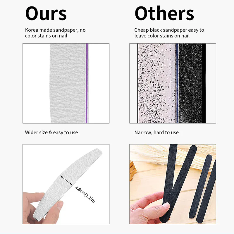 Xugao Factory  Customized Emery Board  Double-Sided Moon Shape Nail Files 80/100/180  Manicure Pedicure Art Tools