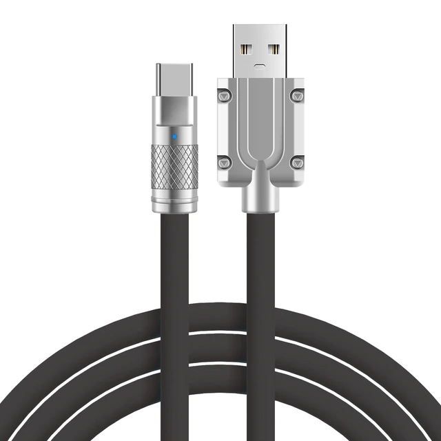 120W 6A Super Fast Charging Cable Metal Zinc Alloy Liquid Silicone Micro USB Type-C Charger Data Cable For iPhone