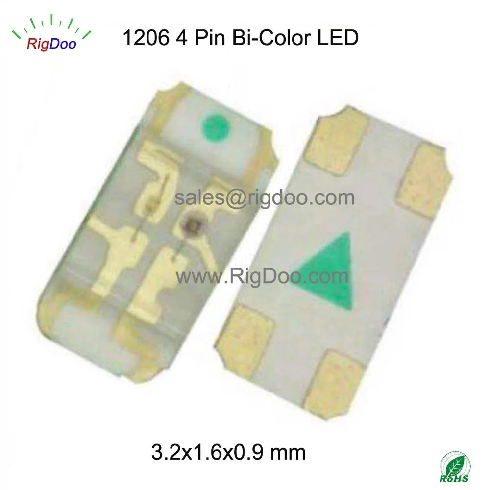 
RoHS Free Samples 1206 3216 3.2x1.6x0.9mm Bi Colors Red/Green SMD Light Emitting Diode Two Colour LED Chip Dual Colors Emitter 