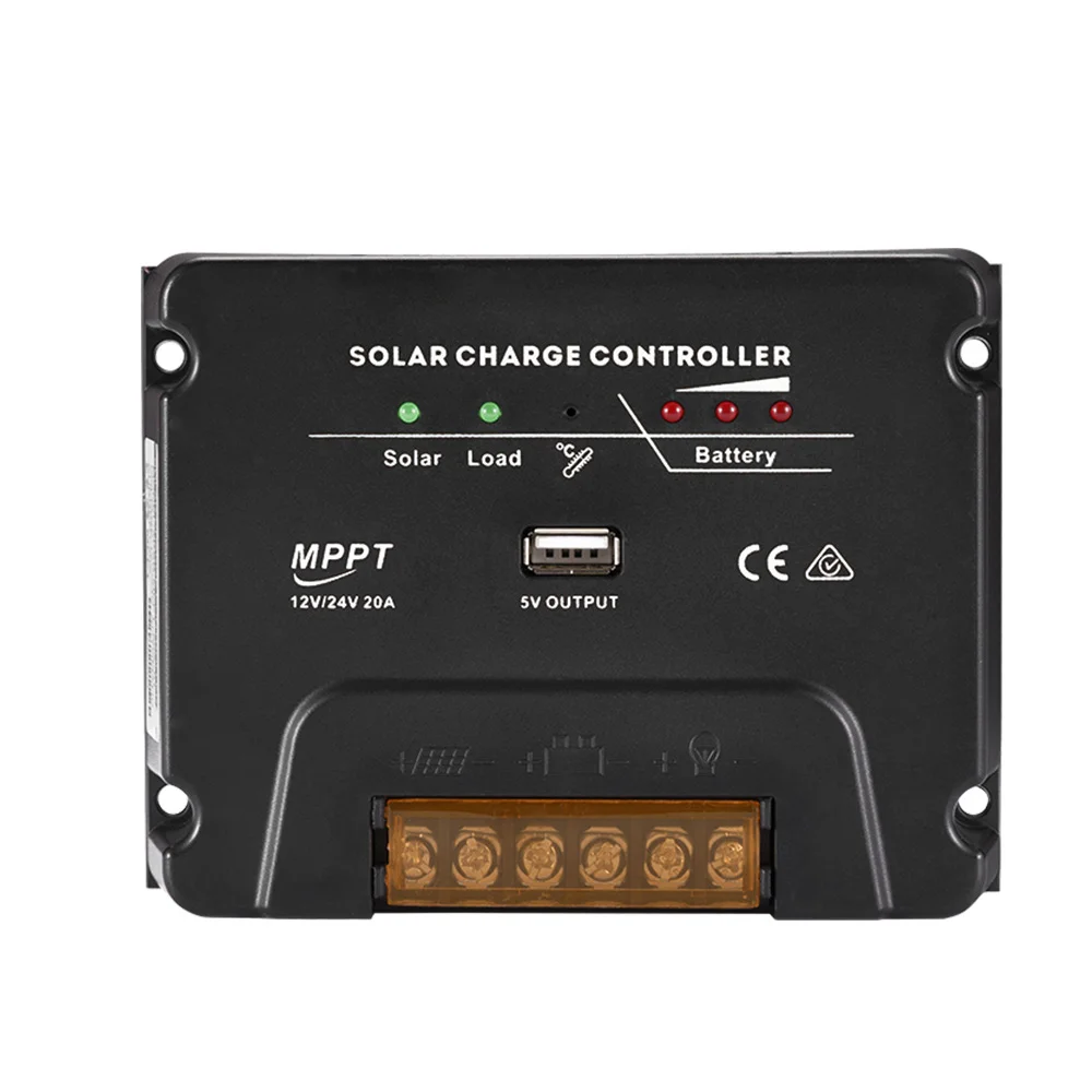 12V/24V 20A Regulator USB Port MPPT Solar Charge Controller