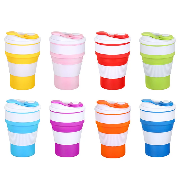 Recycled Compostable Pink Water Cup Biodegradable Big Bio Silicone Folding Sippy Thermal Coffee Espresso Travel Cup