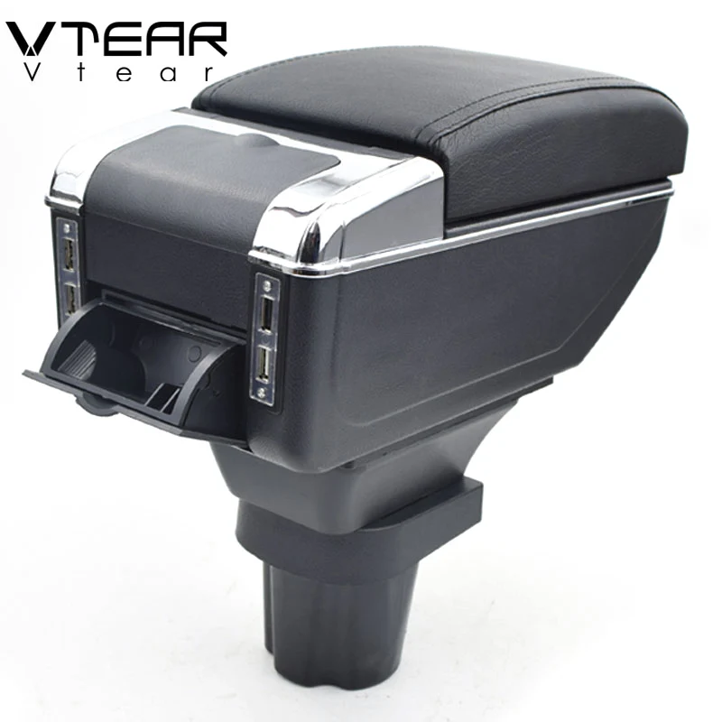 Vtear Armrest USB Charging Heighten Double Layer Storage Box Central Store Content Arm Rest Car Accessories for Chevrolet Spark