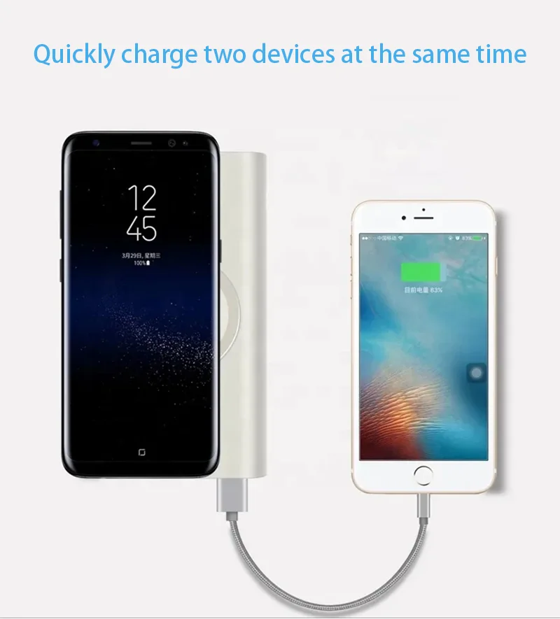 10000mah Power Bank External Battery Bank Built-in Wireless Charger Powerbank Portable QI Power Bank