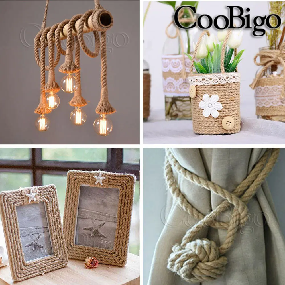 400 м веревки из натурального джута пеньки скрученный шнур из керамического волокна макраме строка цветочным принтом в стиле «сделай сам корзина домашнее животное шведская стенка подвесной светильник для домашнего декора