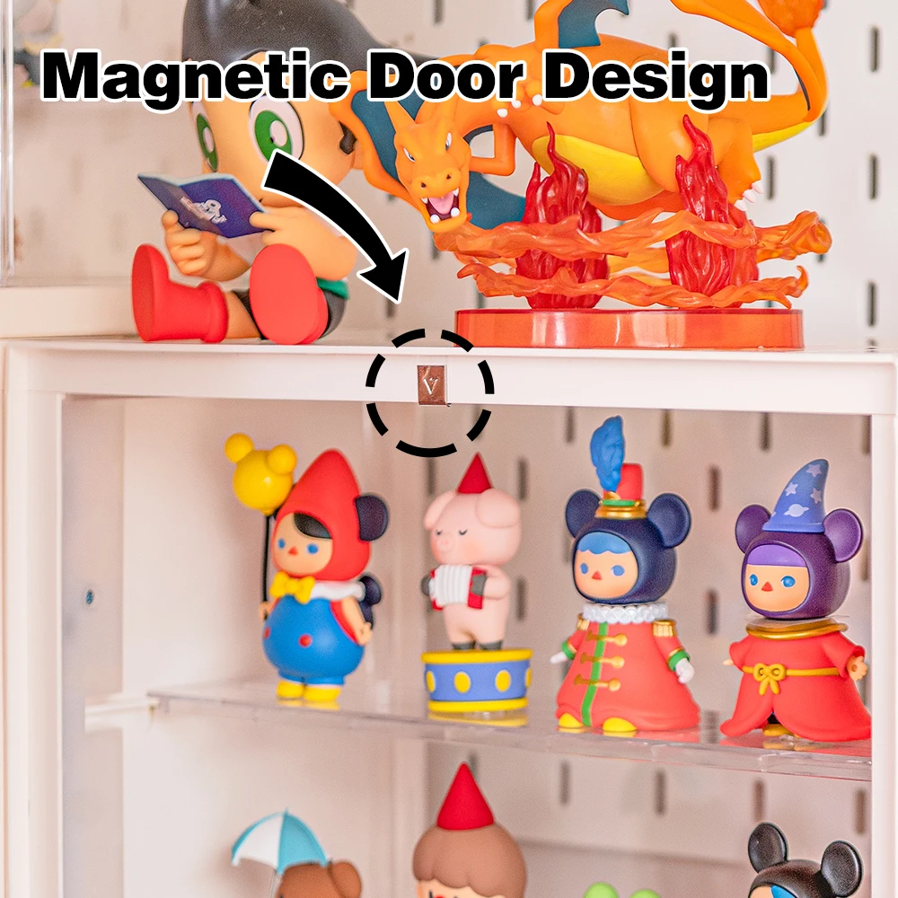 GOTO  Clear Assemble Display Box, Doll Display Storage Case, Stackable Show Case for Pop Mart, Lego, Collectibles, Toys