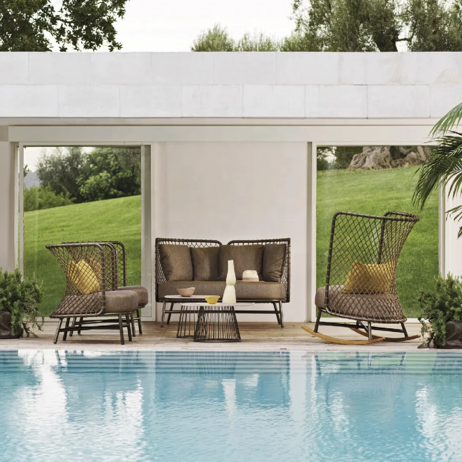 Chinese garden Furniture Waterproof Fabric Outdoor Rope Lounge Sofa Set