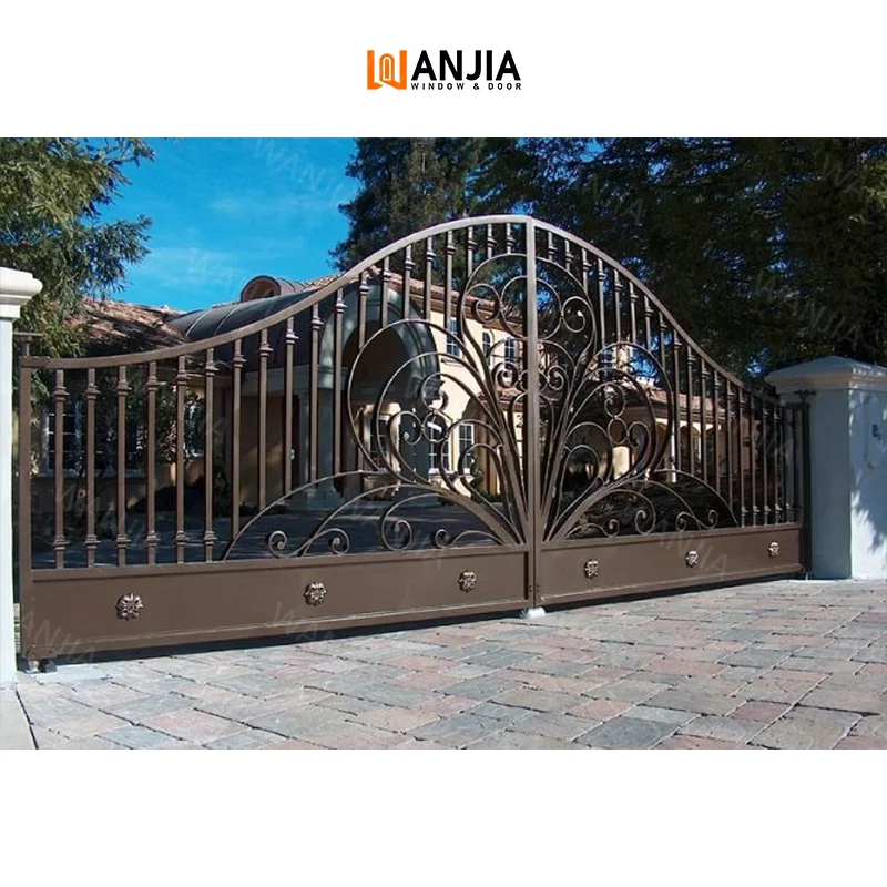 European Design Apartment Exterior Wrought Iron Gates Driveway House Modern Iron Gates Security Wrought Iron Gates