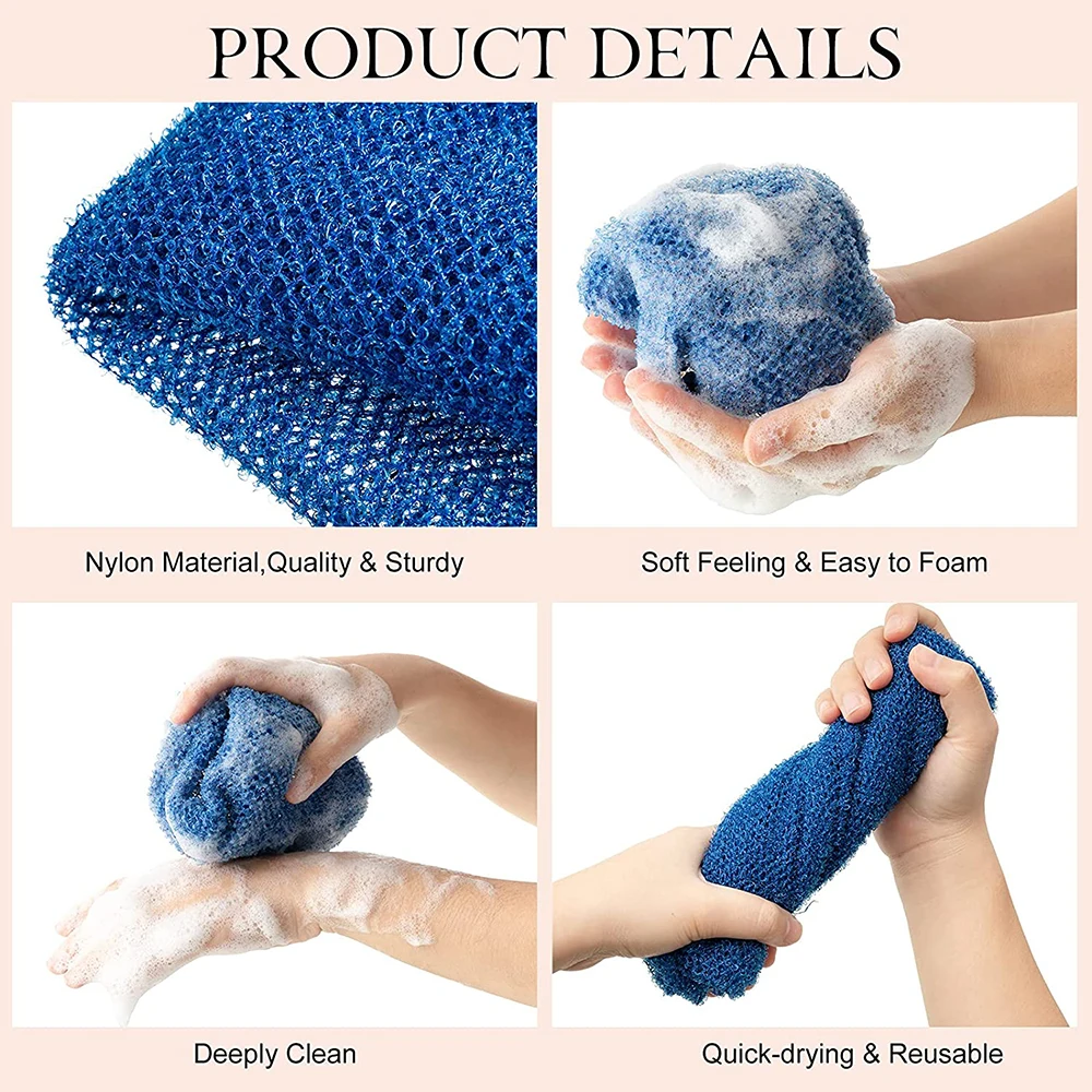 Colorful Nylon Wash Net Exfoliating Back Long Scrubber Body Bathing Sponge New Shower African Net Sponge