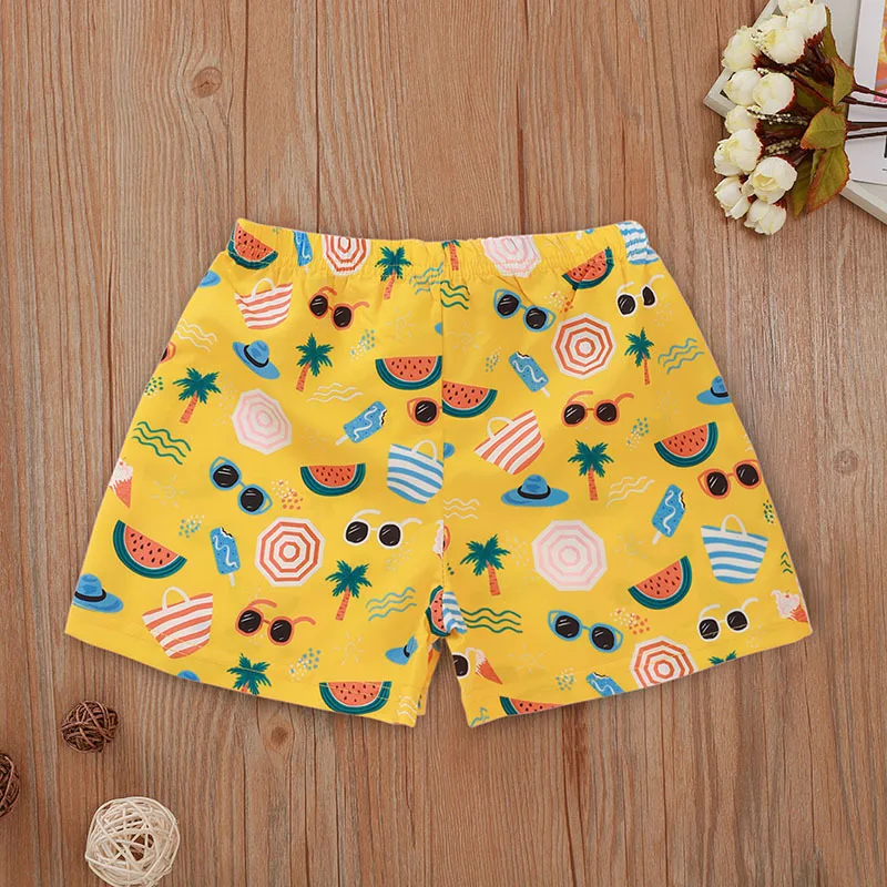 2022 New Summer Toddler Boy Fashion Print Lace Up Swim Trunks Mixed Color 2-5 Years