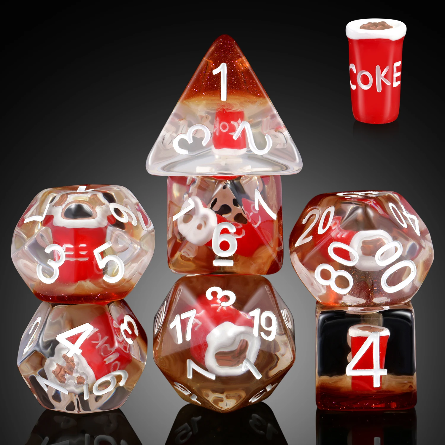 French fries Hamburger D&D Dice 7 PIECE Resin DND Dice Gaming Dice Set for Dungeons and Dragons Role Playing Games