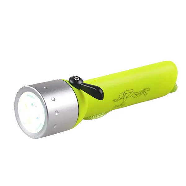 Diving underwater high brightness flashlight for hole exploration illumination, dry battery powered diving flashlight