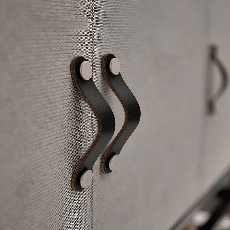 Racyle Classic Furniture Leather Drawer handles Single Double Hole Pull Knobs