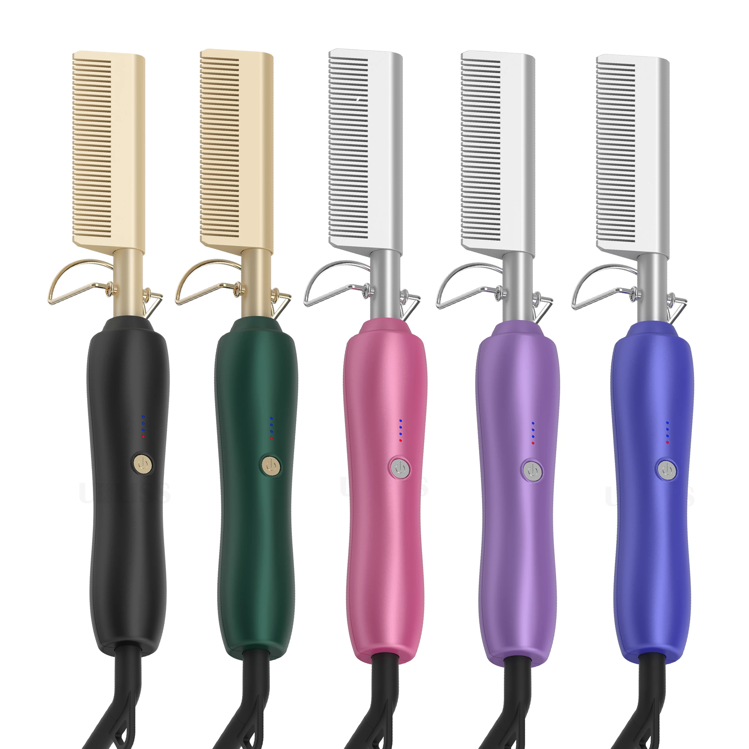 Professional Copper Metal Hair Heat Comb Beard Straightener Press Comb Ceramic Hot Electric Straightening Hot Comb