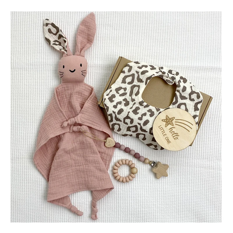 Teething Pacifier Chain Baby Rattle Toys Newborn Sleeping Towel Printed Bamboo Cotton Baby Gift Box Set Newborn