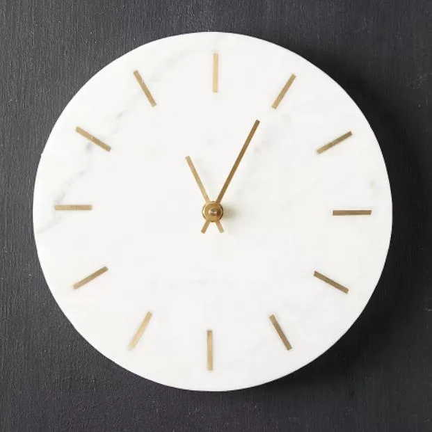 Promotional Modern Classic Design Marble and Brass Decorative Art Wall Clock