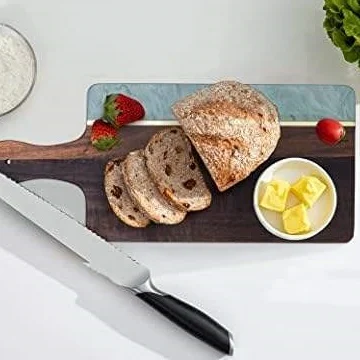 Luxury Design Wooden Resin Epoxy Dinnerware Cheese Pizza Dough Tray Cutting Board
