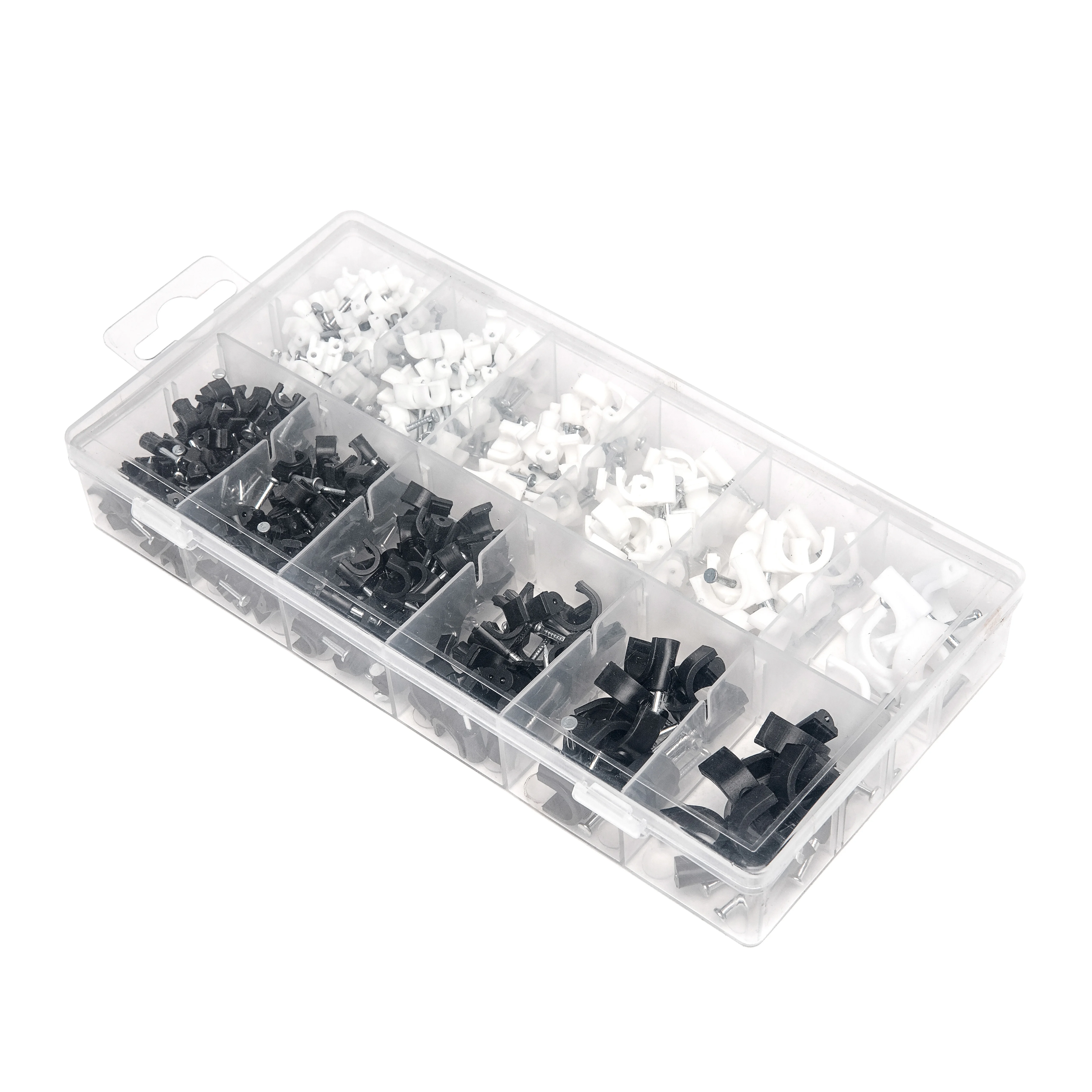 Wholesale Cable Clips Round Plastic Clip Flat Electric Wire Cable Clips With Steel Nail