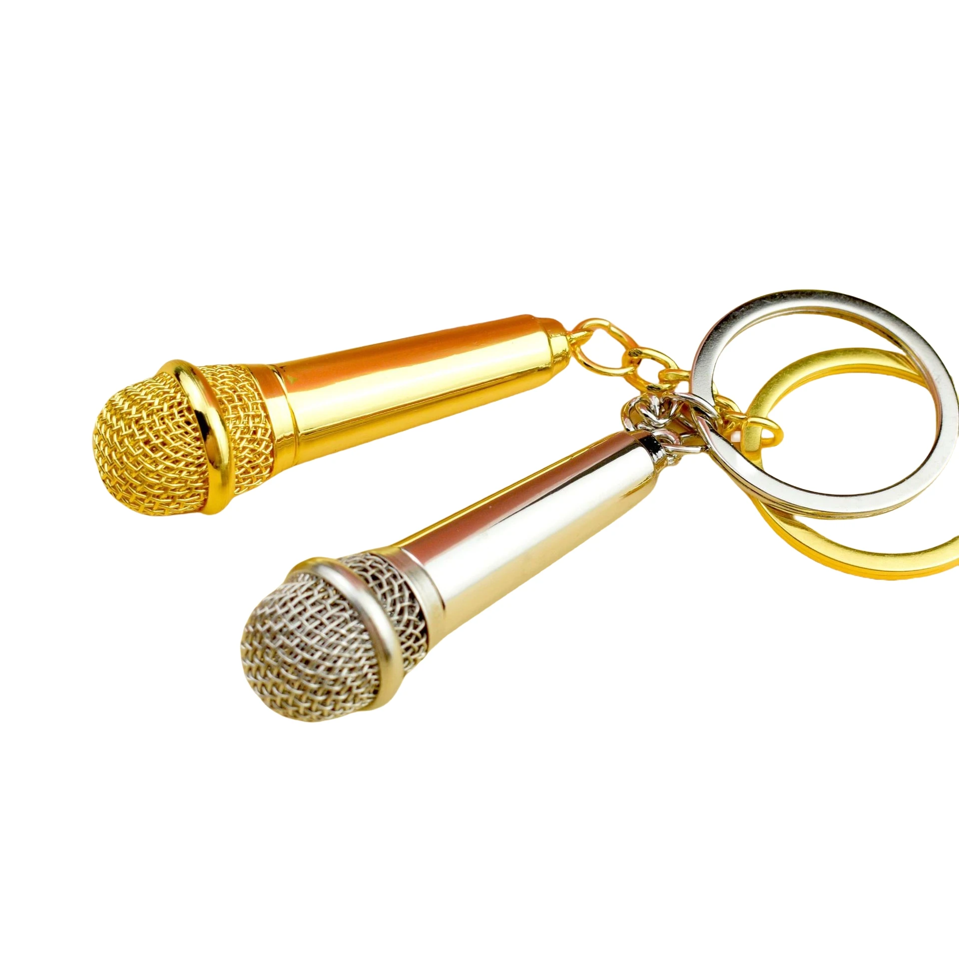 Wholesale Metal Key chain 3D microphone key chain Custom LOGO Microphone Keyring Cool Hip Hop Dj Punk Music Lovers Gift Souvenir