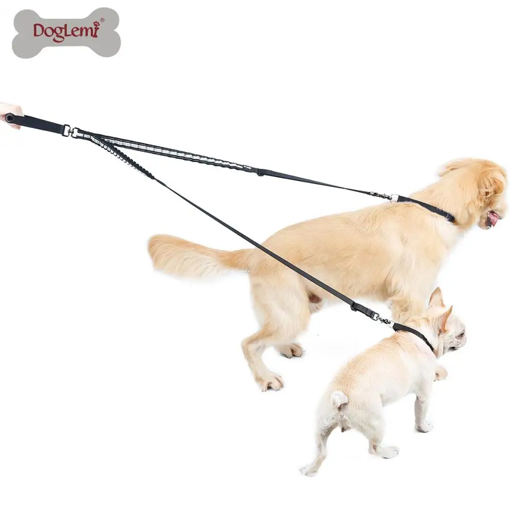 DogLemi brand wholesale double lead training leash dog ,dog collar leash set one for two