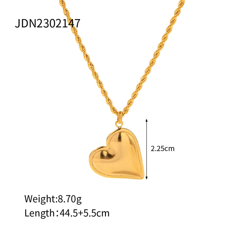 Personalized Love Heart Pendant Twist Chain Energy Necklace Fashion Stainless Steel Beautiful Necklace for Women