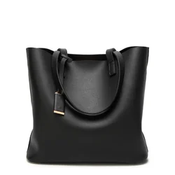 simple design leisure microfiber vegan leather daily tote set  women shoulder bag