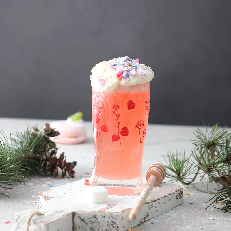 Green Apple Home Glassware 250ml 8.5oz Wholesale Logo Printed Glass Vacuum Tumbler for Drinking