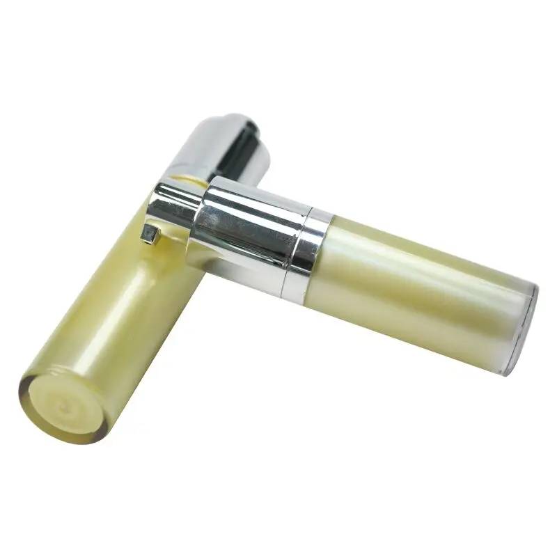 10ml 15 ml yellow Bottle WIth silver Top and Bottom Twist Up Plastic Cosmetic Airless Pump Bottle