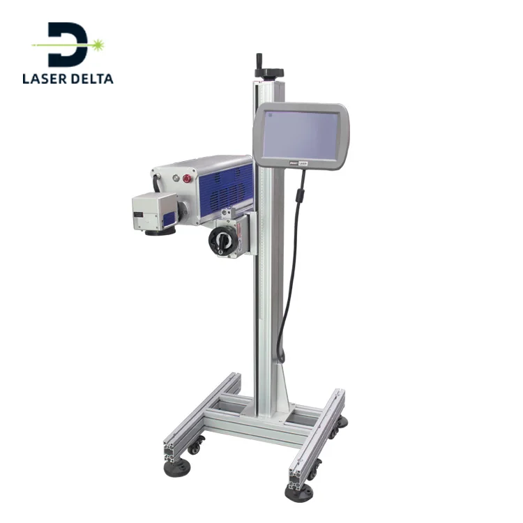 Mineral water production line expire date barcode flying mode online CO2 marking machine PET laser bottle printer