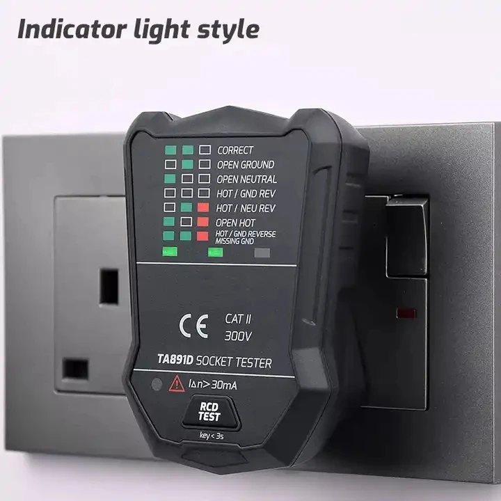 Wholesale TA891C 175V~250V Voltage Tester EU Plug European Socket Tester