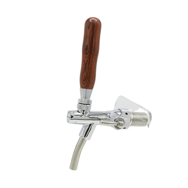 Brass Body Stainless Steel Core Adjustable Faucet 35mm Shank Draft Beer Faucet No-Rust Plated for Kegerator Tap for Homebrew