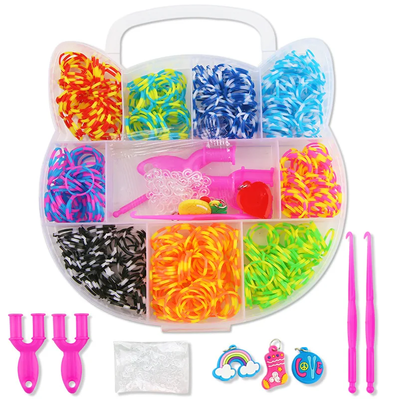 DIY Accessories Assorted Rainbow Elastic Rubber TPU Bands Elastic Mini Claws Kids Gifts Rubber Bands Bracelet Kit