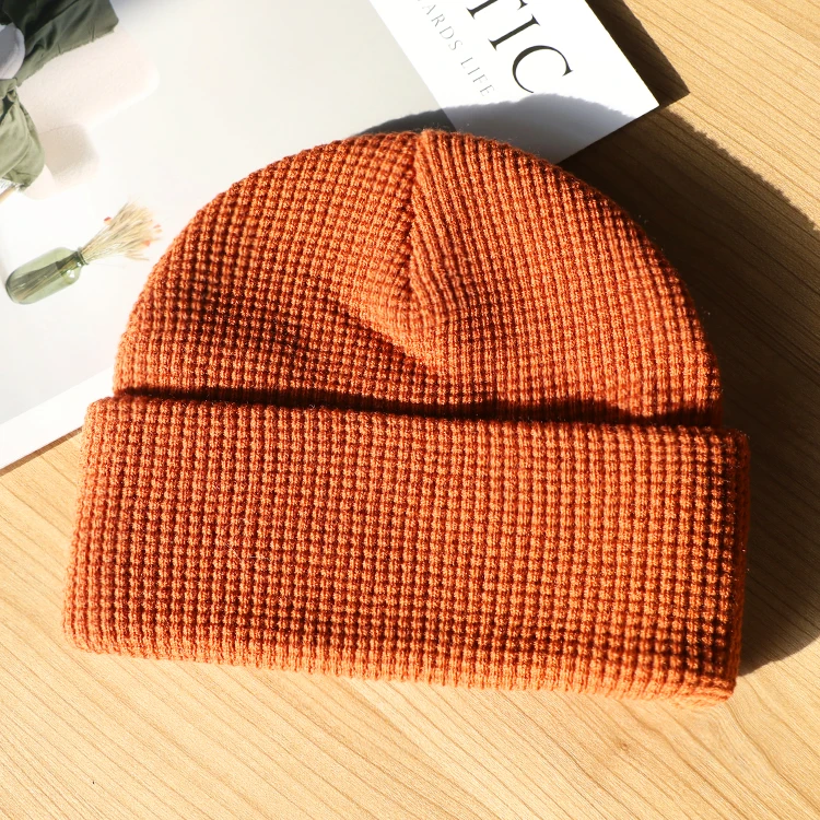 Qianzun manufacturers watch cap waffle knit customized hats knitting warm beanie hats for men and women